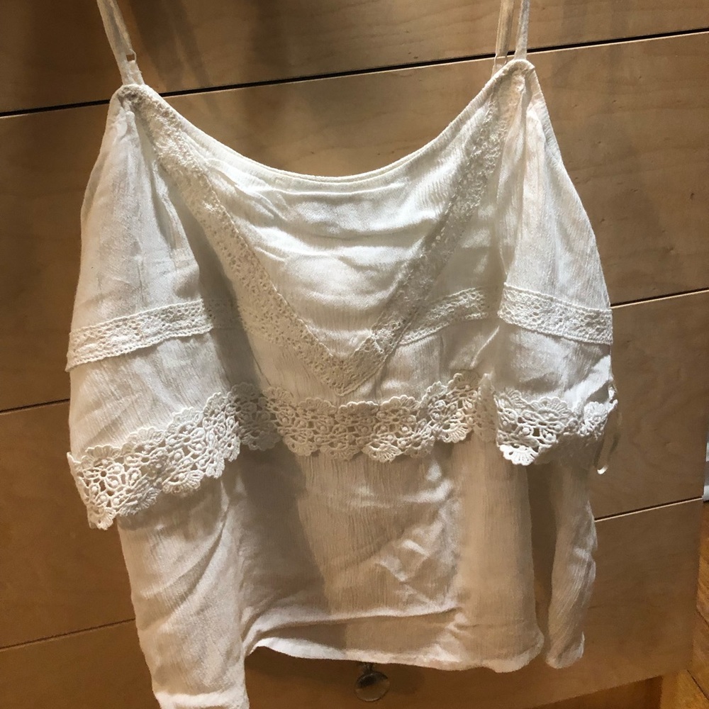 Guess white tank/blouse with adjustable straps, size large